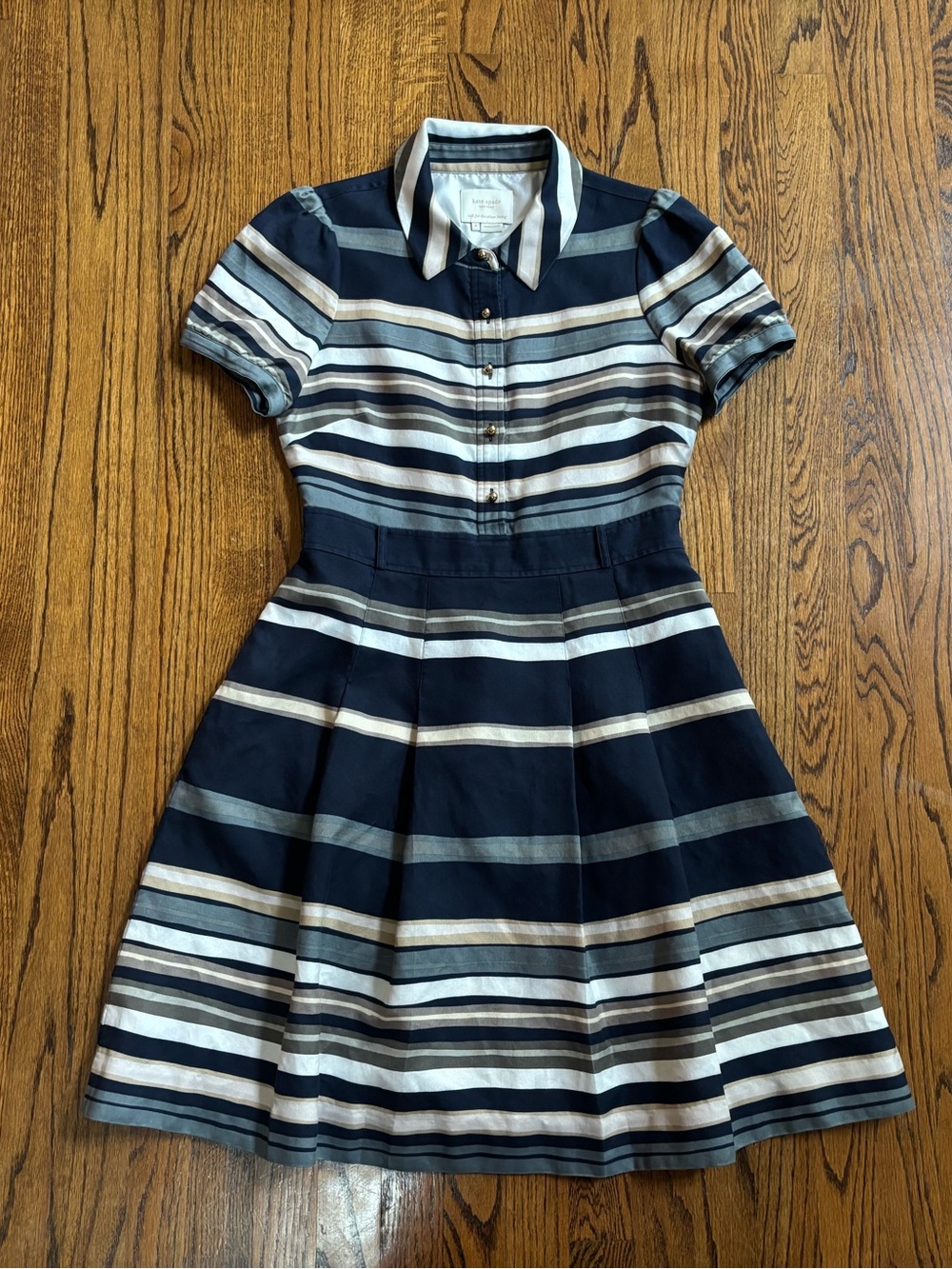 Kate Spade Striped Silk Fit & Flare Dress with Pockets Size 8